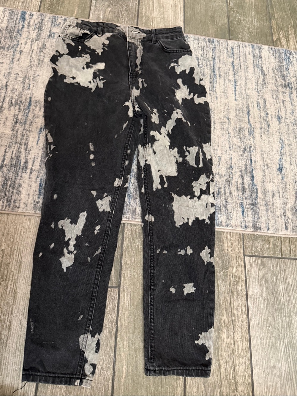 Nasty Gal Bleach Splatter Black Straight Jeans